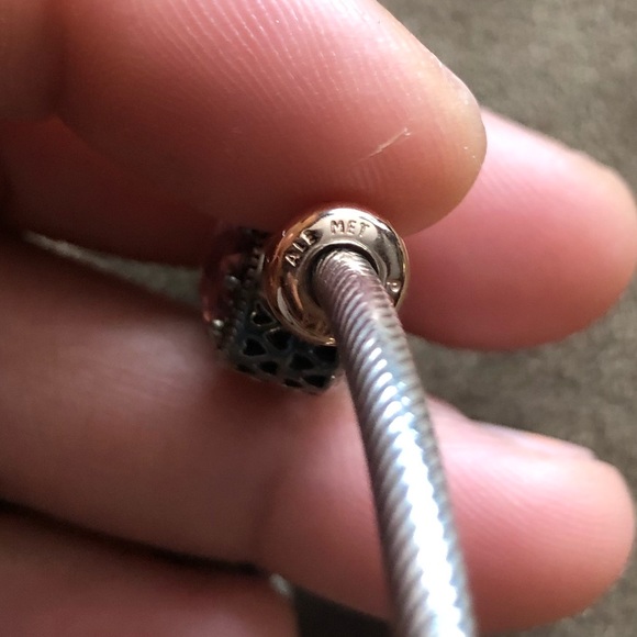 NWOT Pandora Bracelet Open Bangle Charm & Stoppers - Picture 9 of 10